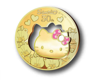 Gold Sanrio 50th Anniversary Hello Kitty Coin 2010 Silver