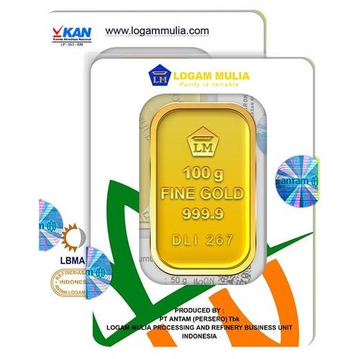 Gold 100 Gram Logam Mulia Minted Bar Silver Bullion Malaysia