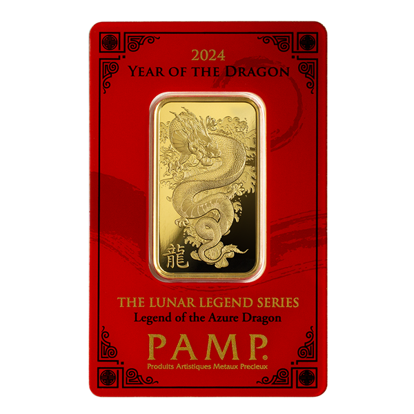 Gold PAMP Suisse Lunar Legend Dragon Bar 2024 1 oz Silver Bullion Malaysia